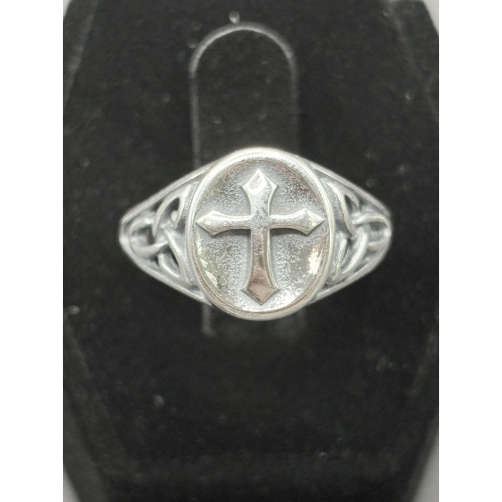 New Condition Sterling Silver Cross Celtic Knot Ring Size 7 F16